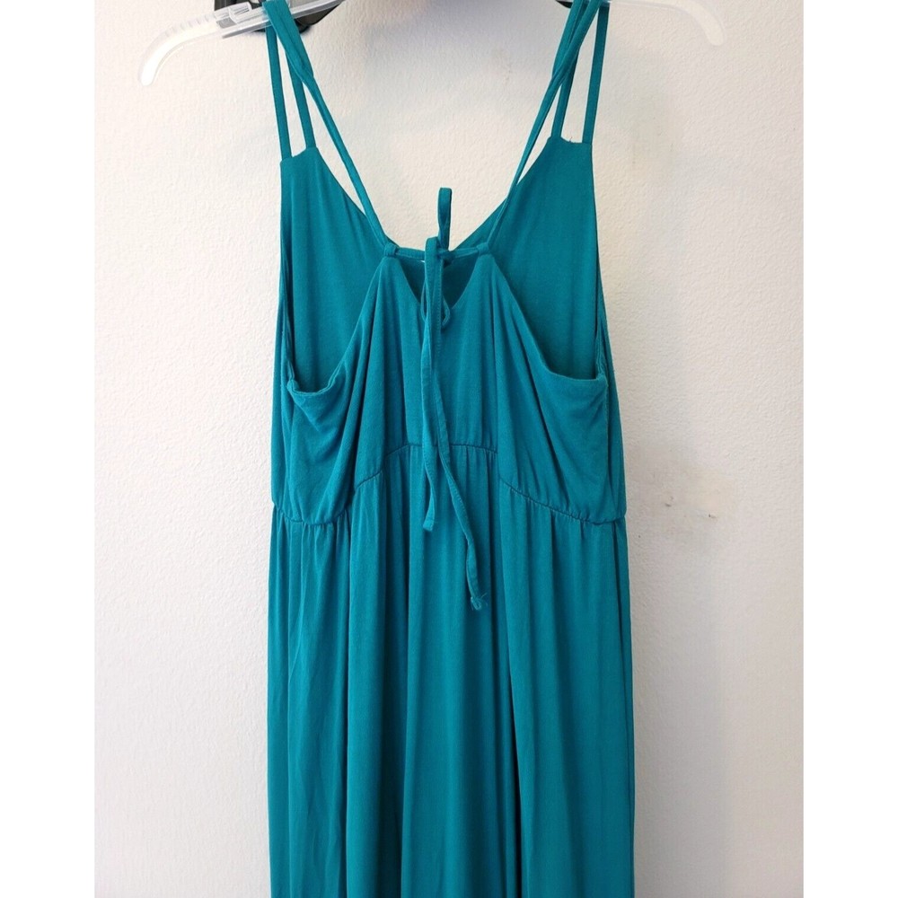 Willi Smith Teal Maxi Dress Boho Size Small Sleeveless V-neck Adjustable Straps - Picture 6 of 8